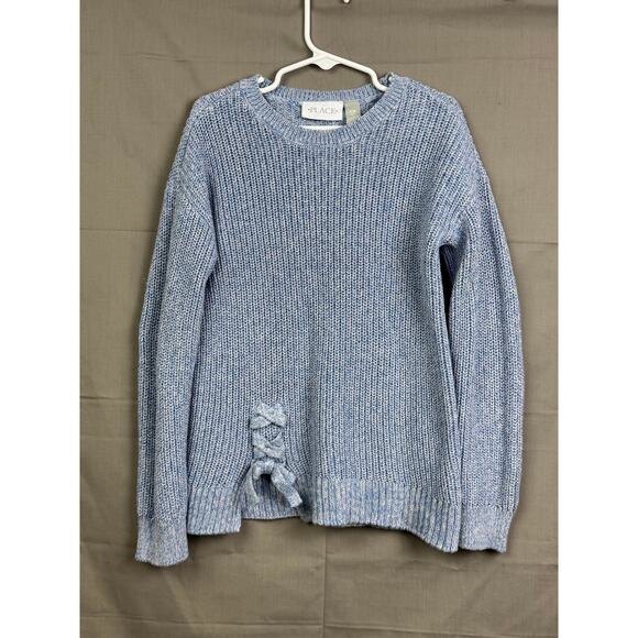 The Children's Place Other - The Children’s Place Girls Sweater Blue Knit Crewneck Cute Bow, Size 7/8